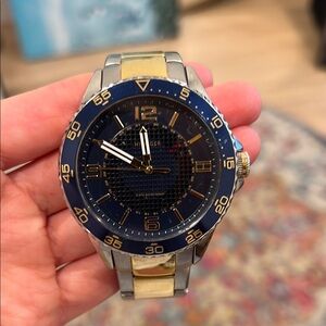 Tommy Hilfiger Blue and Gold Watch
